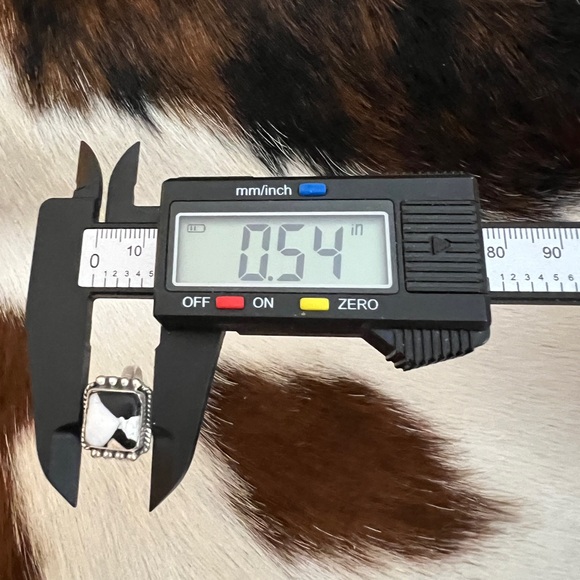 ❤️ White Buffalo Turquoise Square 925 Ring Navajo Style Matte ADJ SZ 5 to 7.5 - Picture 13 of 15